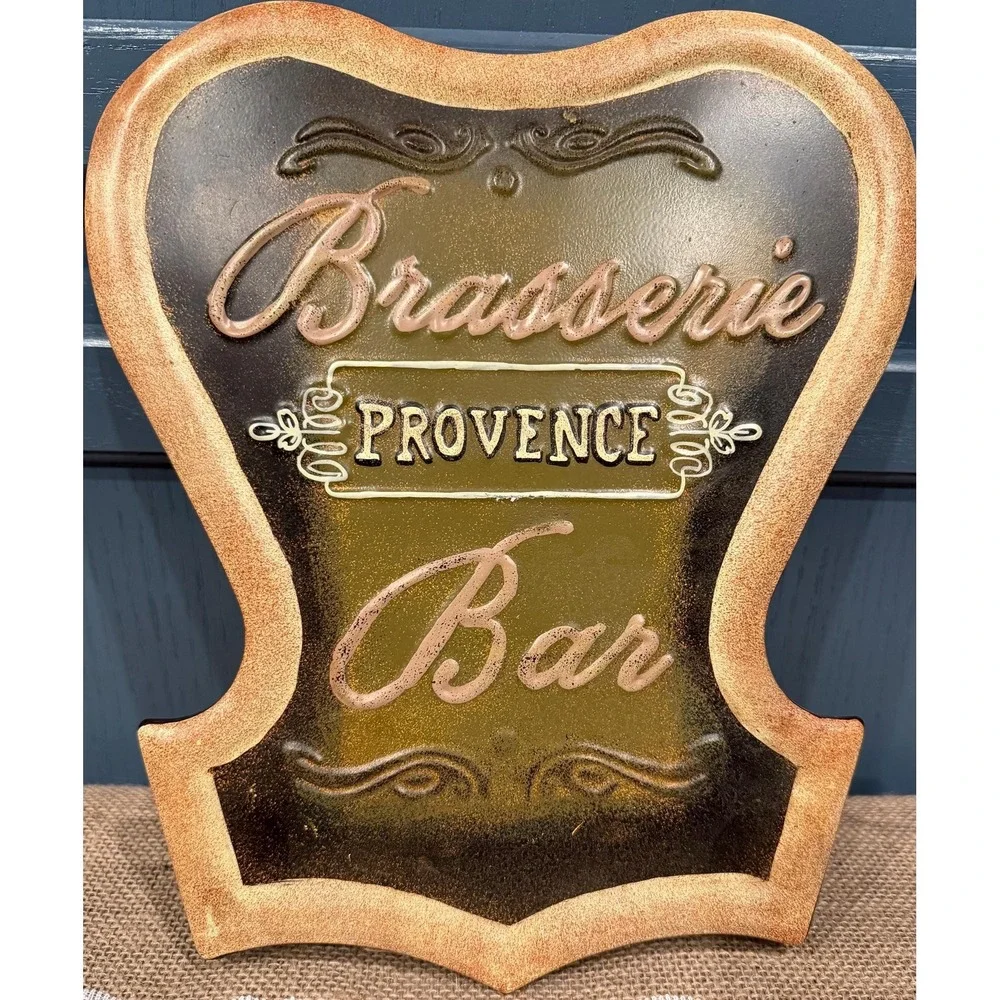 Vintage Metal Brasserie Provence Bar Sign 10x12